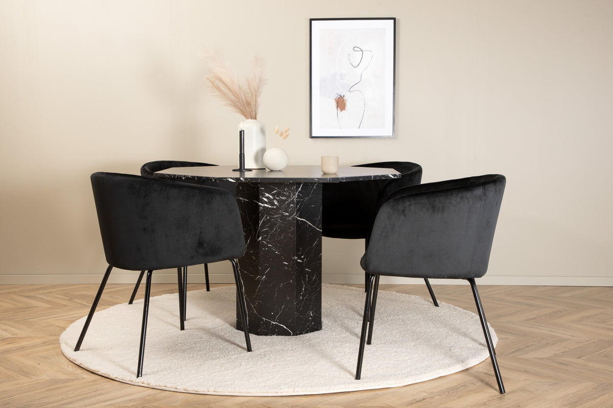 Dining Chair Black + Round Dining Table ø110 Black