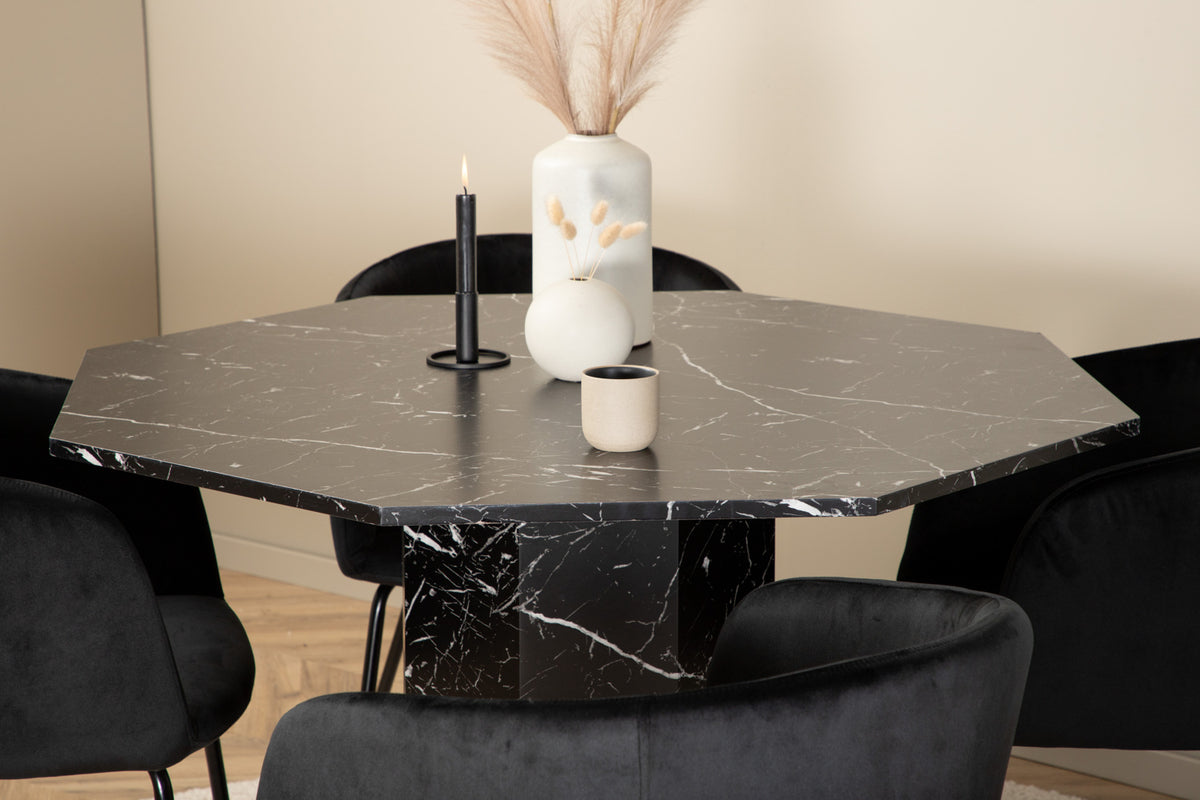 Dining Chair Black + Round Dining Table ø110 Black