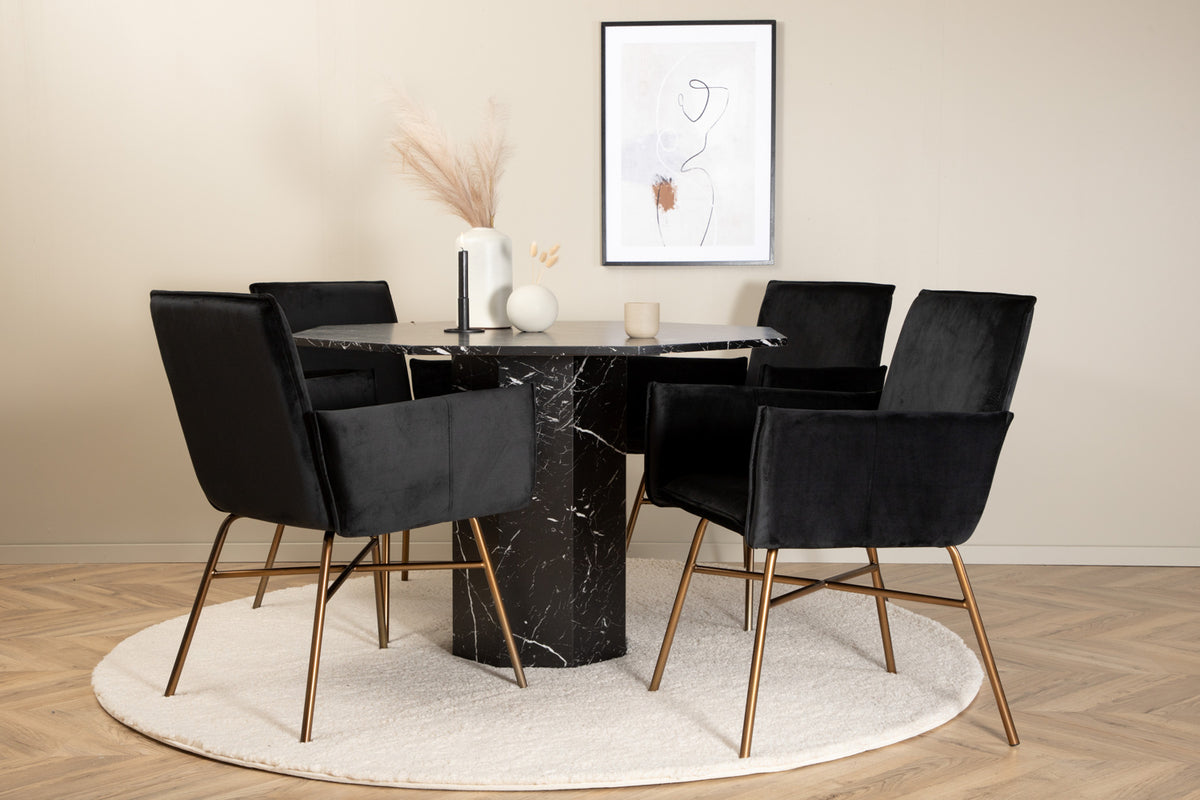 Dining Chair Black + Round Dining Table ø110 Black