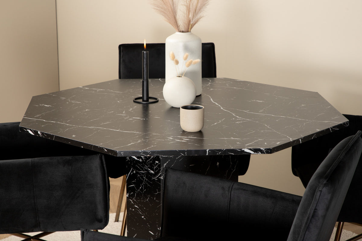 Dining Chair Black + Round Dining Table ø110 Black