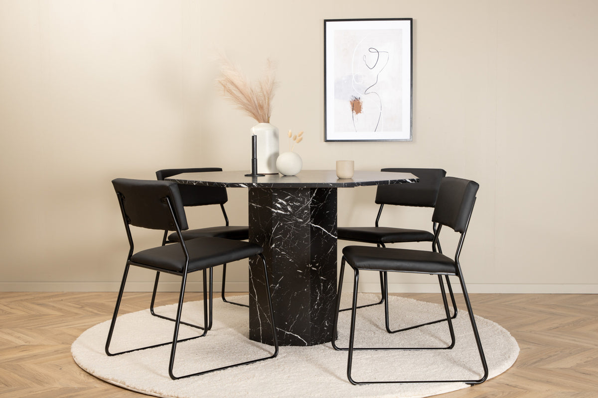 Dining Chair 2-pack Black + Round Dining Table ø110 Black
