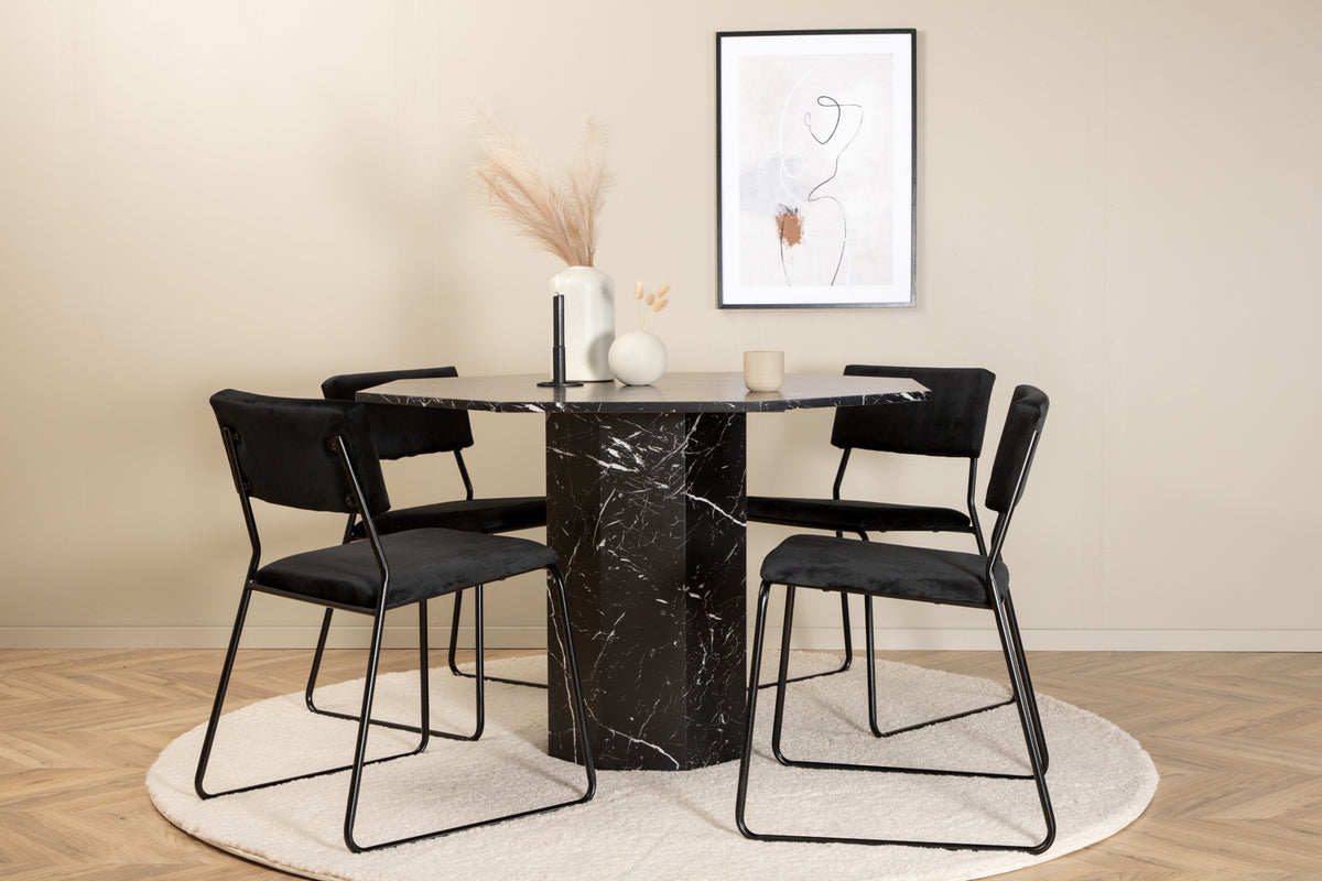 Dining Chair 2-pack Black + Round Dining Table ø110 Black
