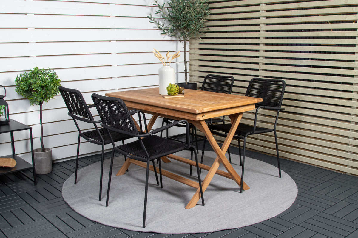 Rectangular Dining Table 70 x 120 Nature + Dining Chair 2-pack Black