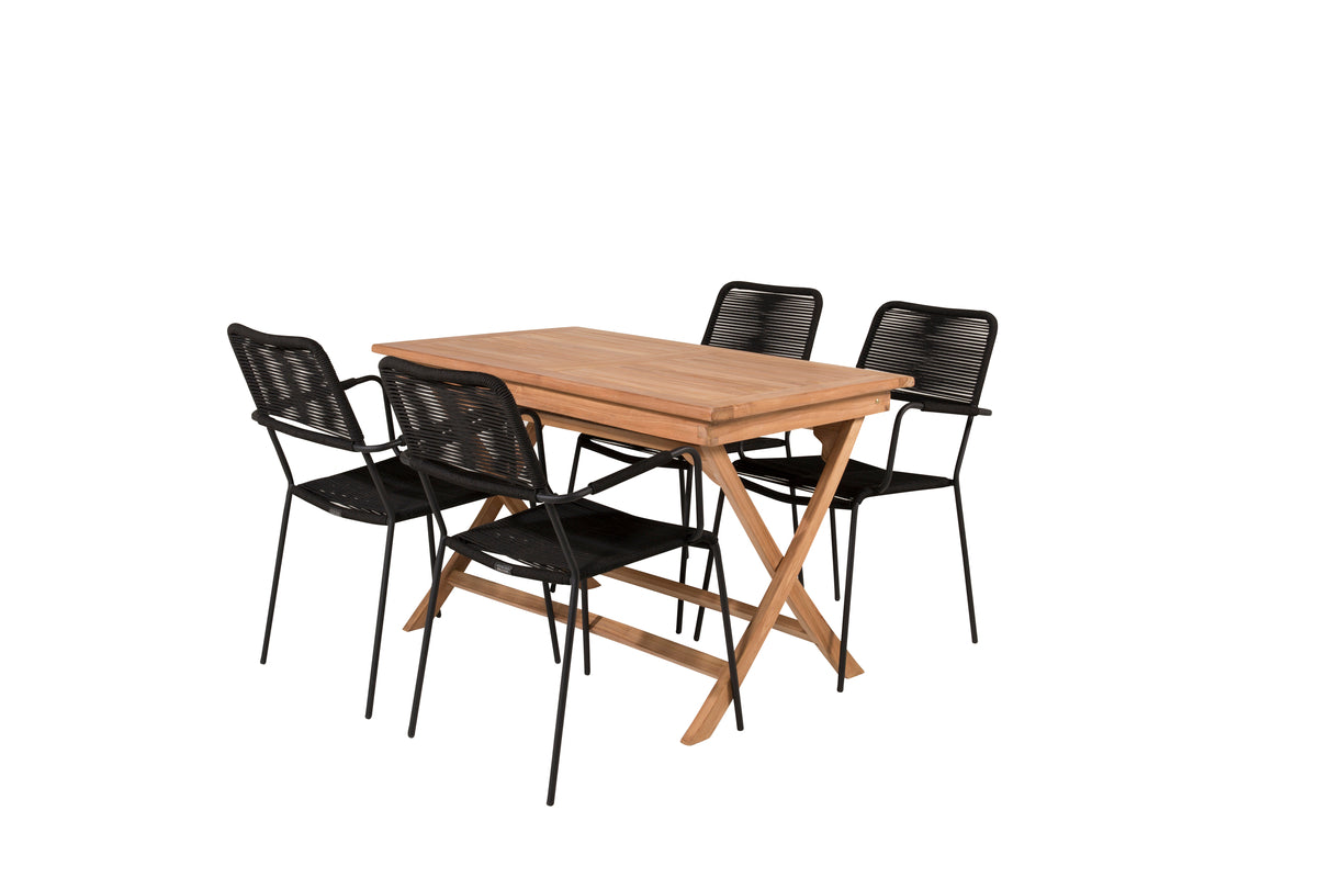 Rectangular Dining Table 70 x 120 Nature + Dining Chair 2-pack Black