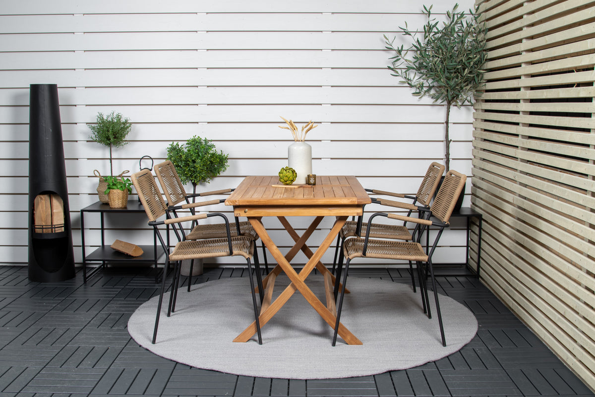 Rectangular Dining Table 70 x 120 Nature + Dining Chair 2-pack Brown