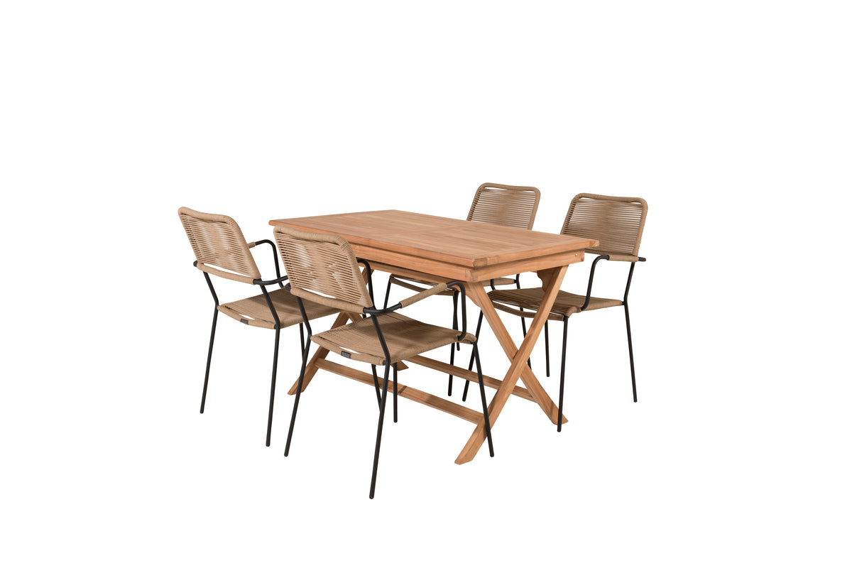 Rectangular Dining Table 70 x 120 Nature + Dining Chair 2-pack Brown