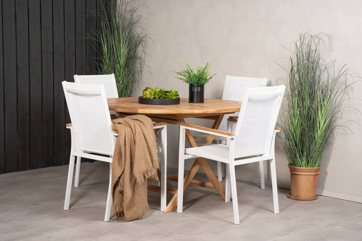 Dining Chair 2-pack White + Round Dining Table ø120 Nature