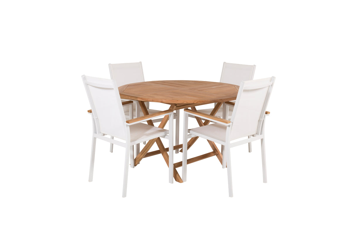 Dining Chair 2-pack White + Round Dining Table ø120 Nature