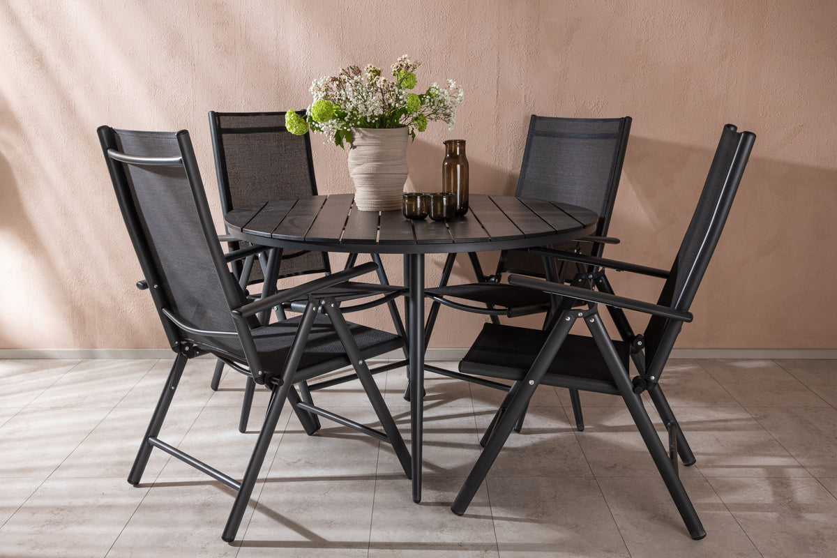 Round Dining Table ø120 Black + Position Chair 2-pack Black