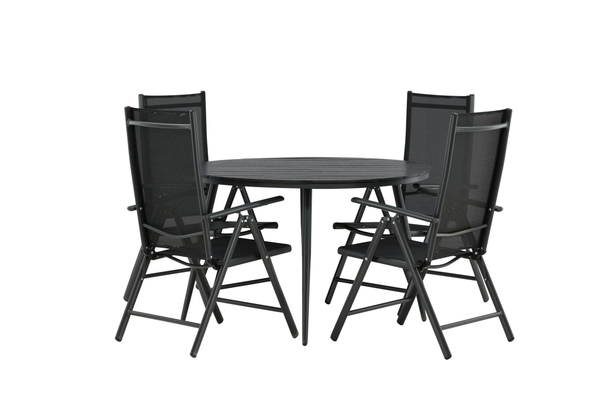 Round Dining Table ø120 Black + Position Chair 2-pack Black