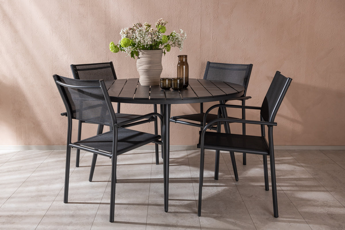 Round Dining Table ø120 Black + Dining Chair 2-pack Black