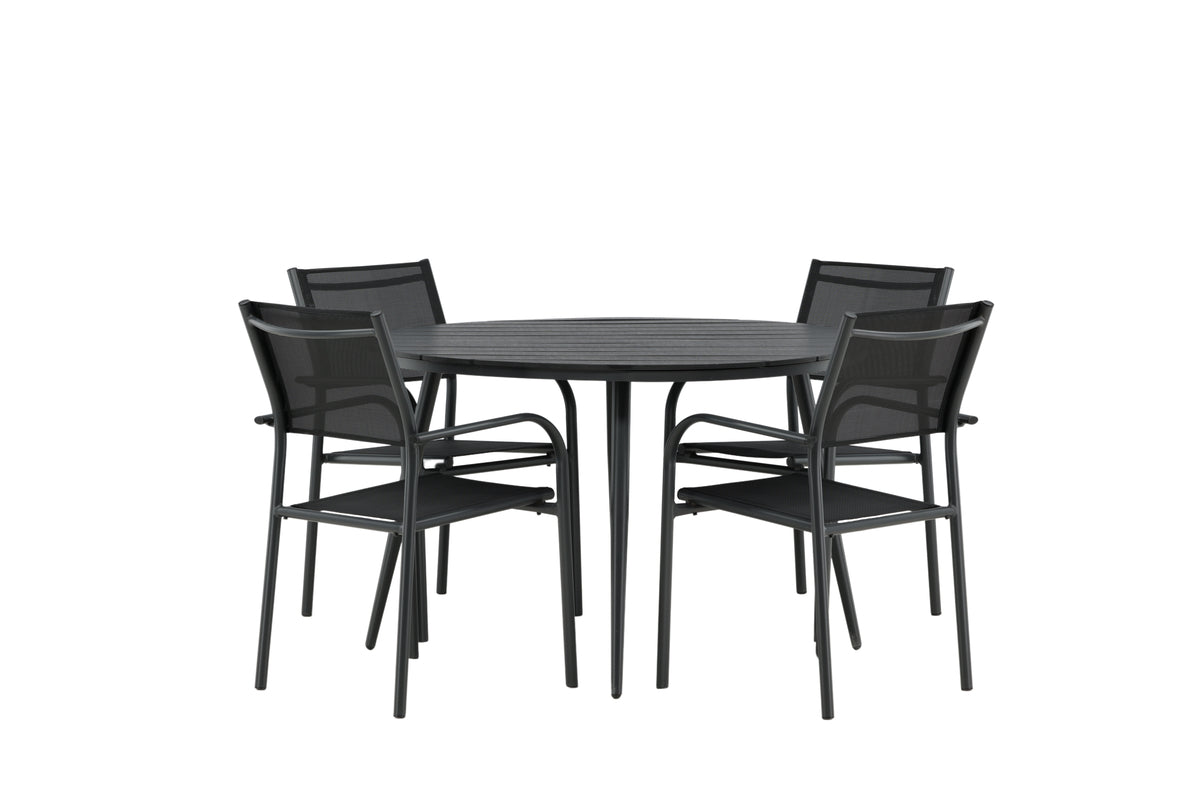 Round Dining Table ø120 Black + Dining Chair 2-pack Black