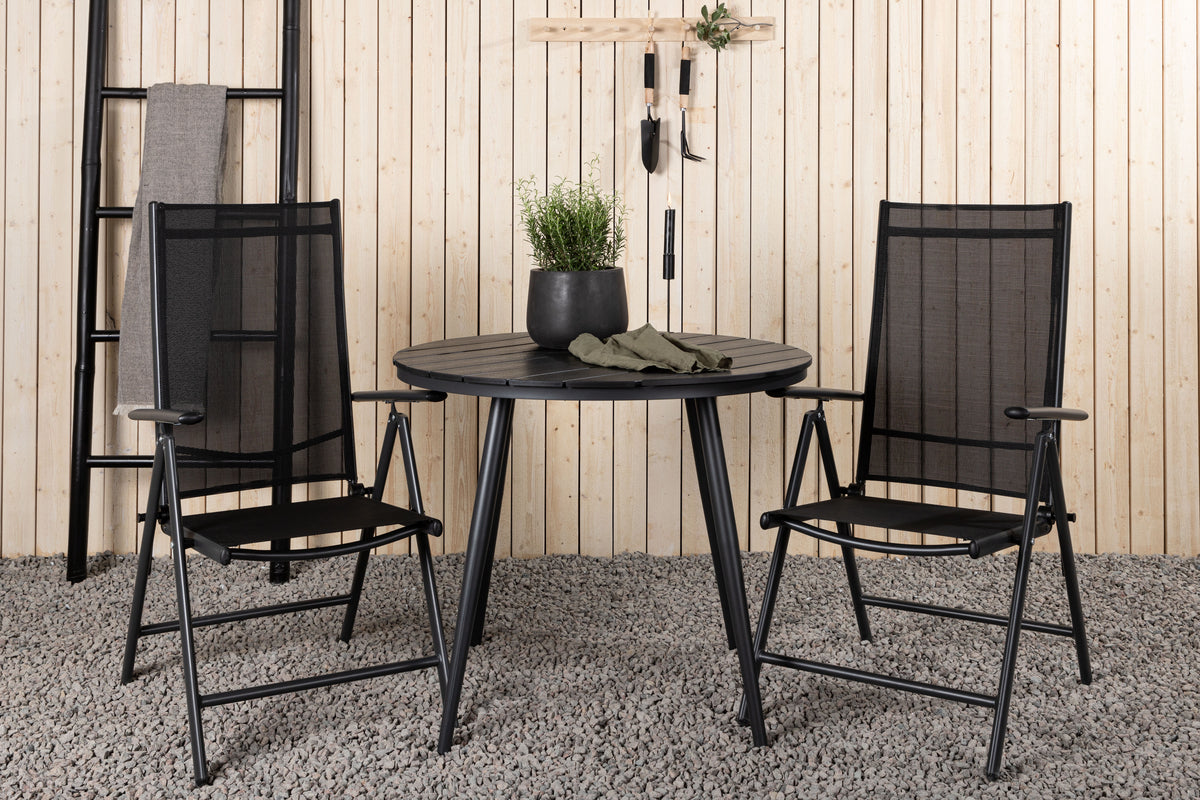 Round Dining Table ø90 Black + Position Chair 2-pack Black