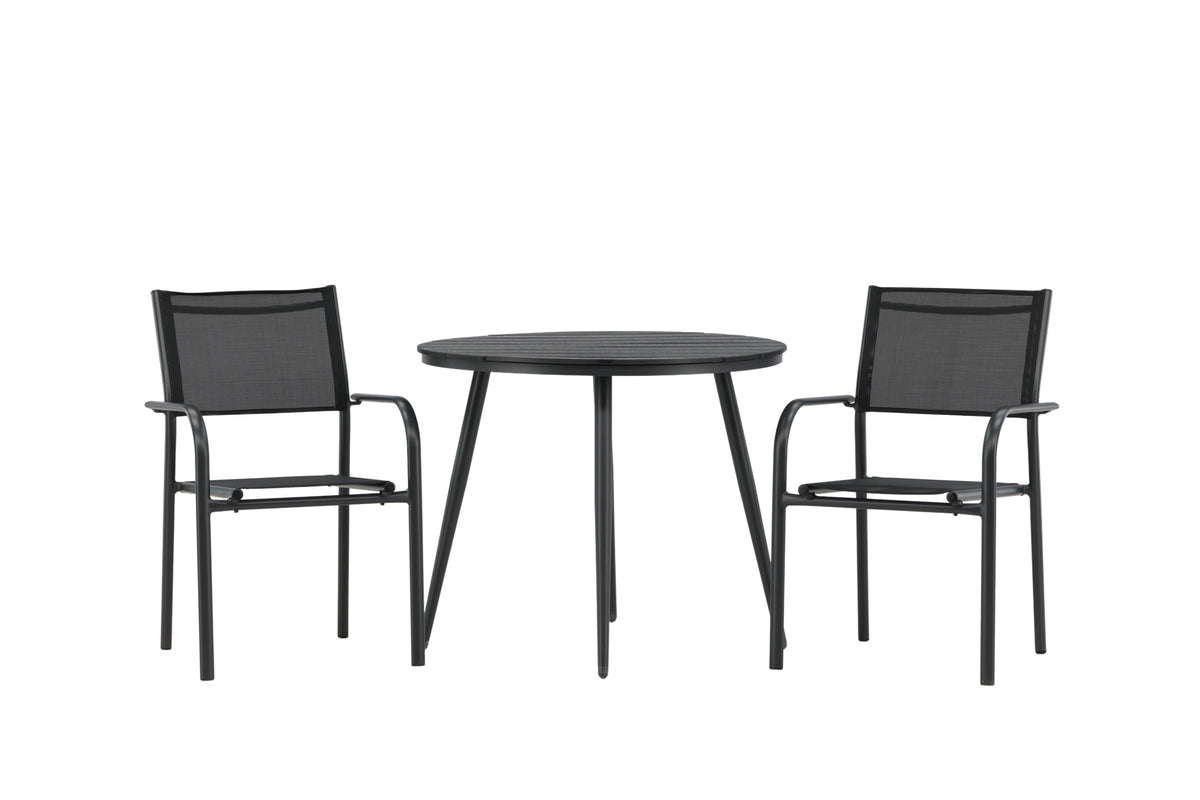 Round Dining Table ø90 Black + Dining Chair 2-pack Black