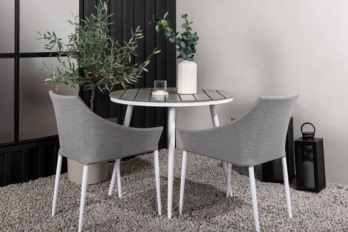 Dining Chair 2-pack Grey + Round Dining Table ø90 Grey