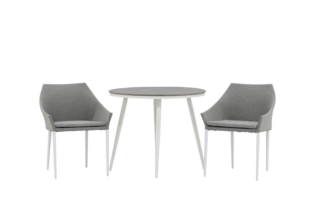 Dining Chair 2-pack Grey + Round Dining Table ø90 Grey
