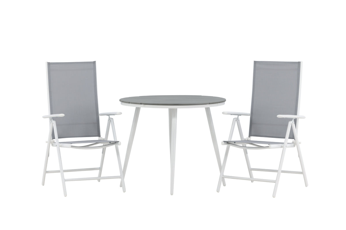 Round Dining Table ø90 Grey + Position Chair 2-pack Grey