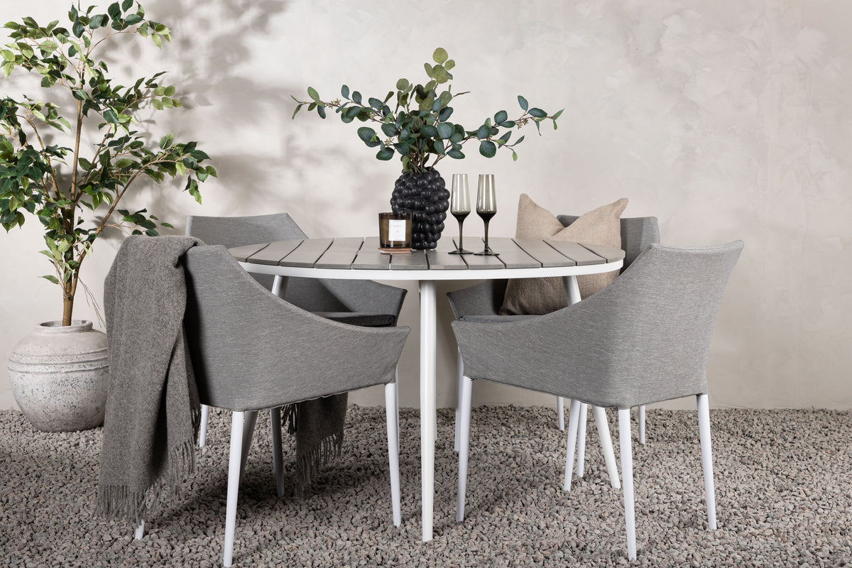 Dining Chair 2-pack Grey + Round Dining Table ø120 Grey