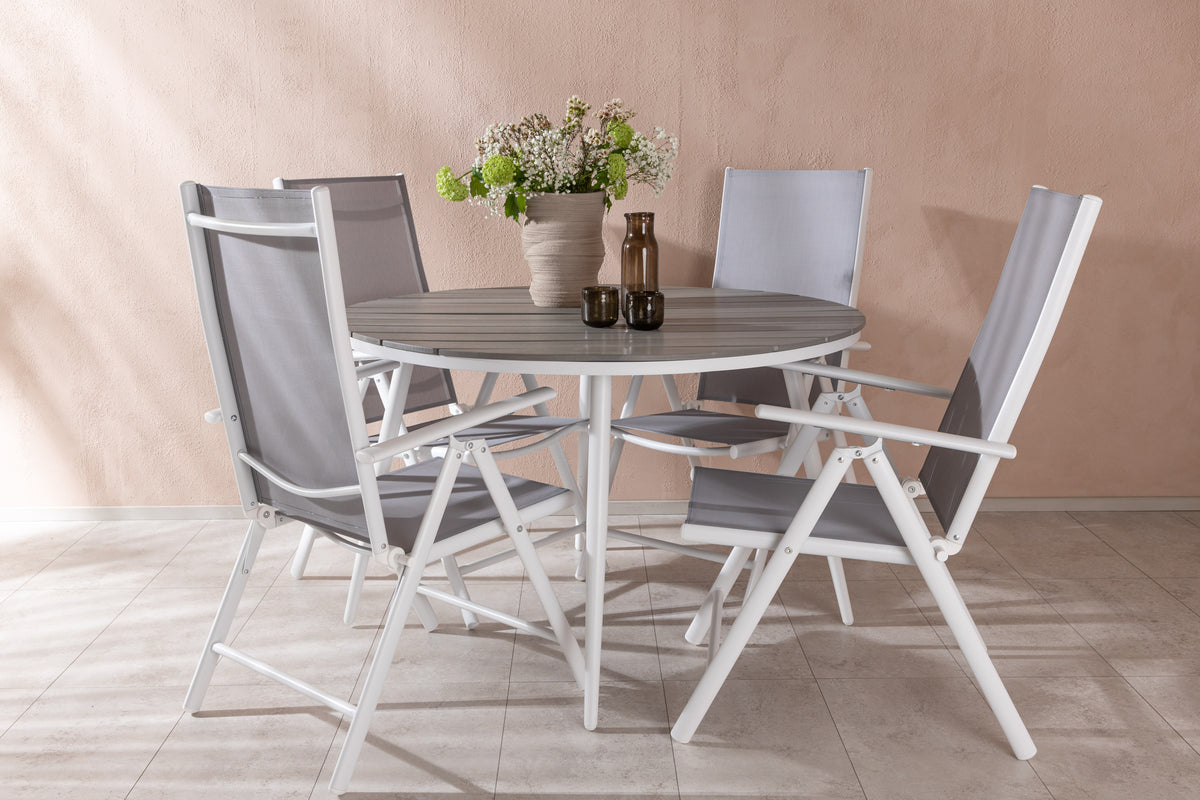Round Dining Table ø120 Grey + Position Chair 2-pack Grey
