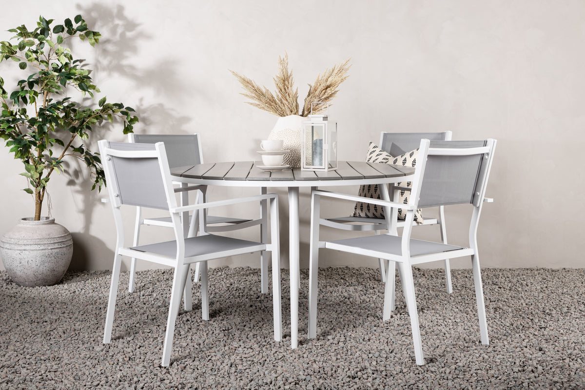Round Dining Table ø120 Grey + Dining Chair 2-pack Grey