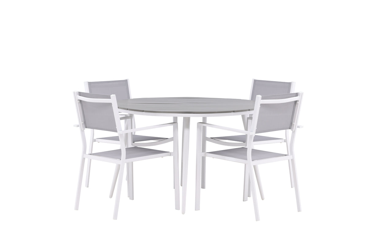 Round Dining Table ø120 Grey + Dining Chair 2-pack Grey