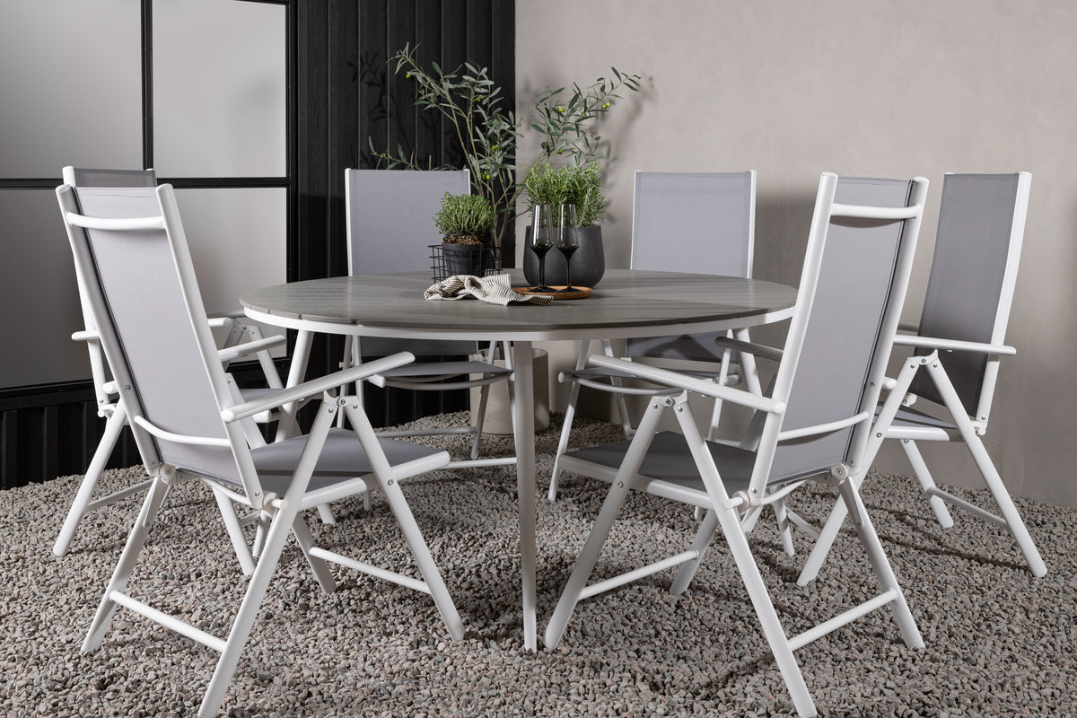 Round Dining Table ø150 Grey + Position Chair 2-pack Grey