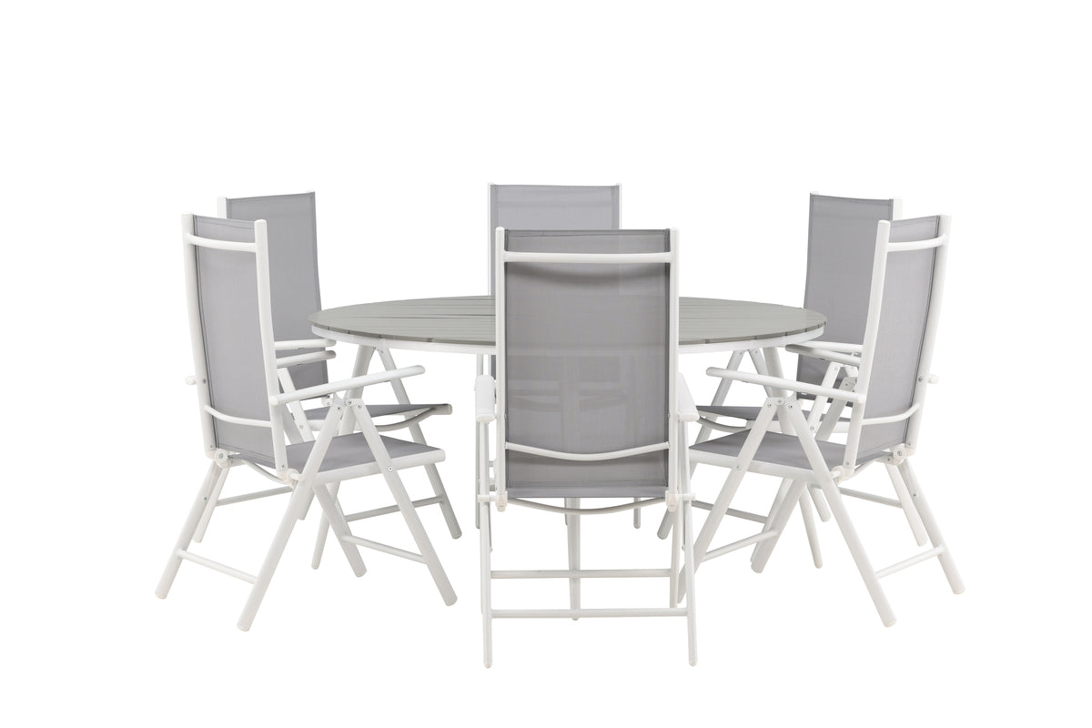 Round Dining Table ø150 Grey + Position Chair 2-pack Grey