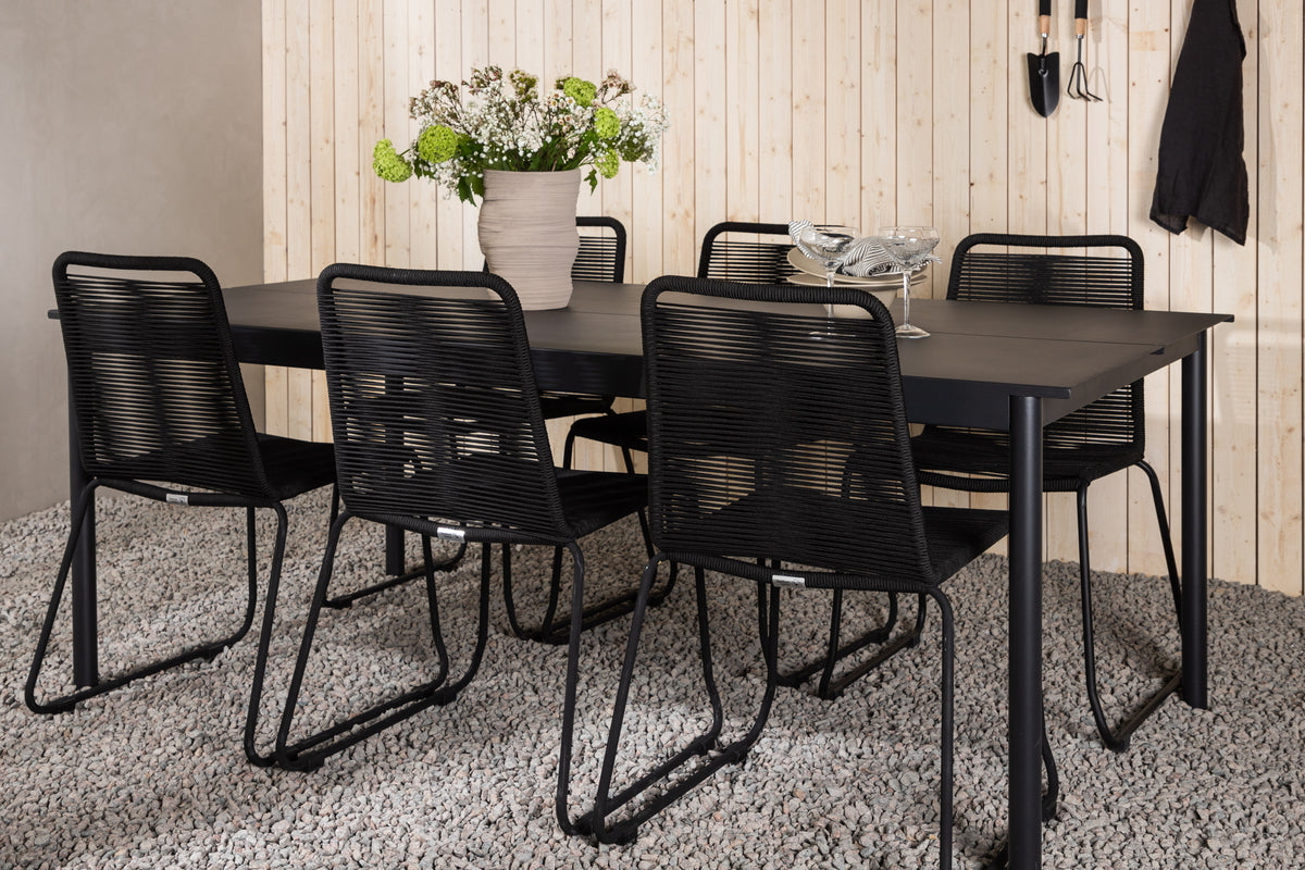 Rectangular Dining Table 100 x 200 Black + Dining Chair 2-pack Black