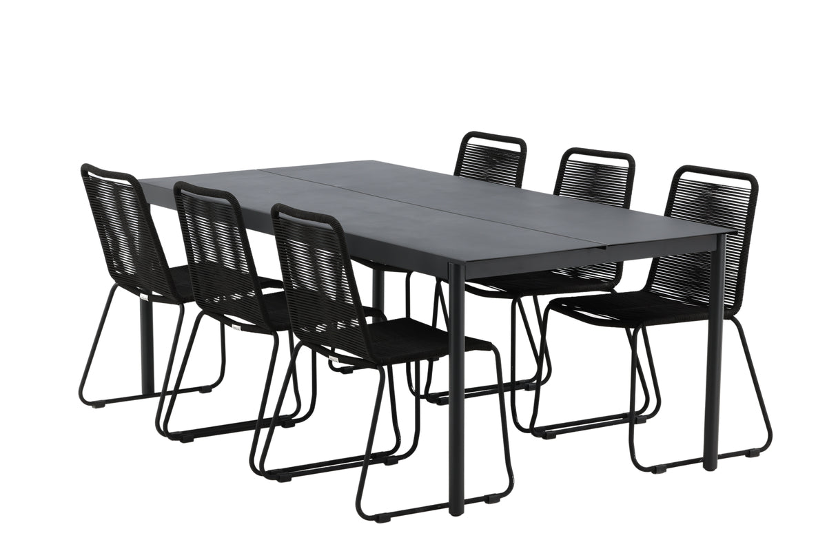 Rectangular Dining Table 100 x 200 Black + Dining Chair 2-pack Black