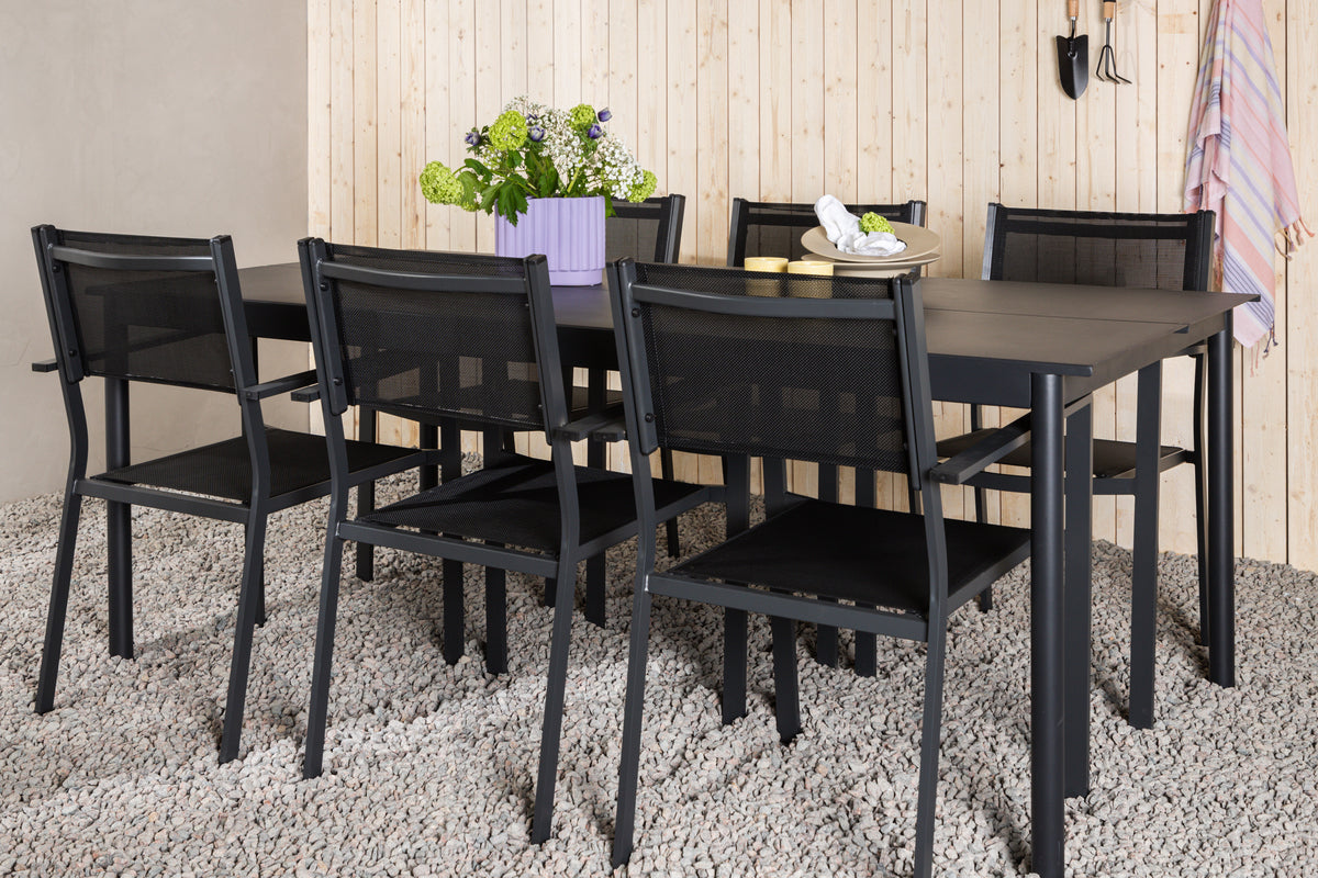 Rectangular Dining Table 100 x 200 Black + Dining Chair 2-pack Black