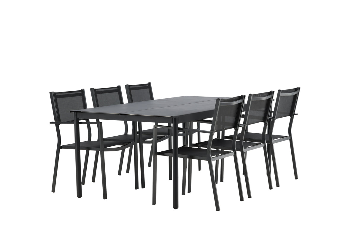 Rectangular Dining Table 100 x 200 Black + Dining Chair 2-pack Black