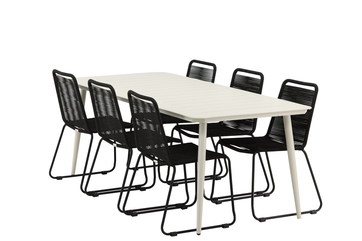 Rectangular Dining Table 90 x 200 Beige + Dining Chair 2-pack Black