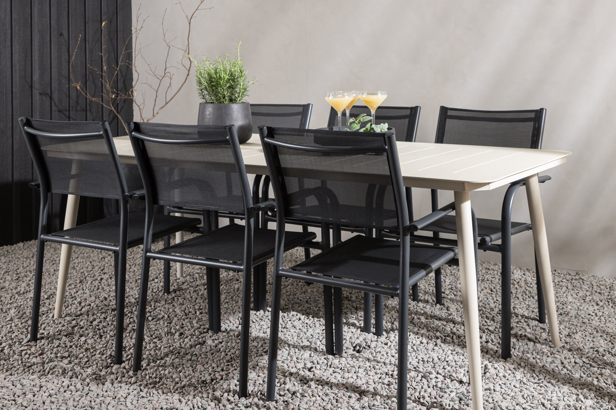 Rectangular Dining Table 90 x 200 Beige + Dining Chair 2-pack Black