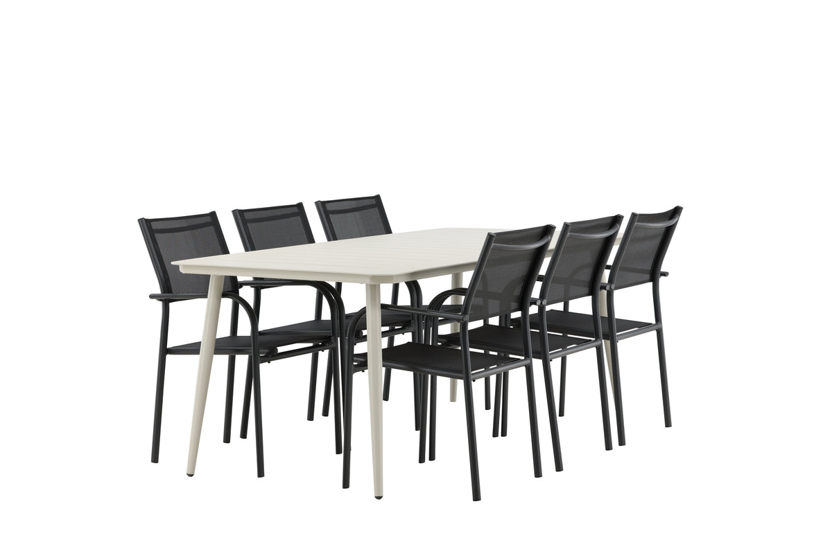 Rectangular Dining Table 90 x 200 Beige + Dining Chair 2-pack Black