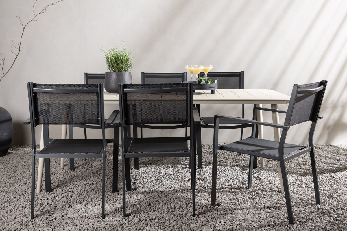 Rectangular Dining Table 90 x 200 Beige + Dining Chair 2-pack Black