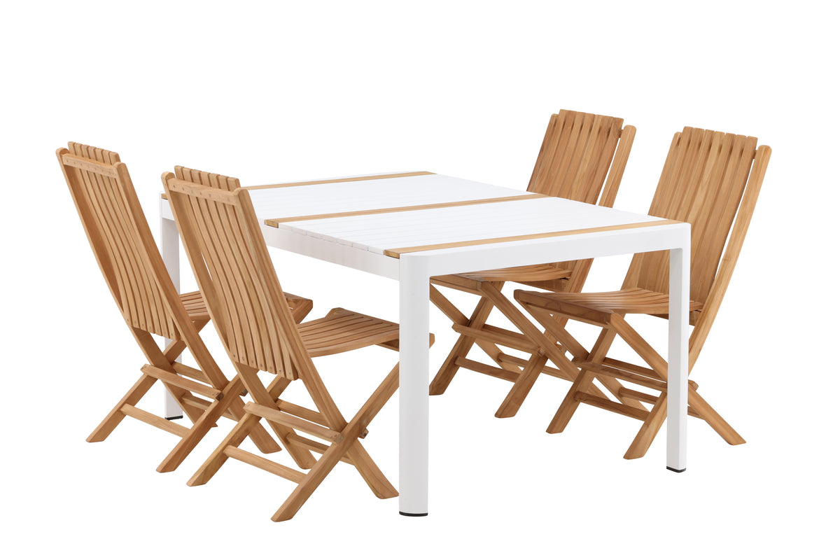 Dining Chair Gold + Rectangular Dining Table 90 x 150 White