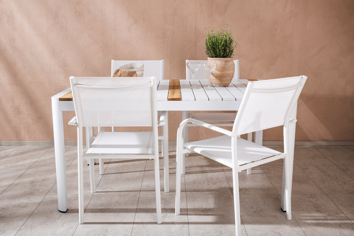 Rectangular Dining Table 90 x 150 White + Dining Chair 2-pack White