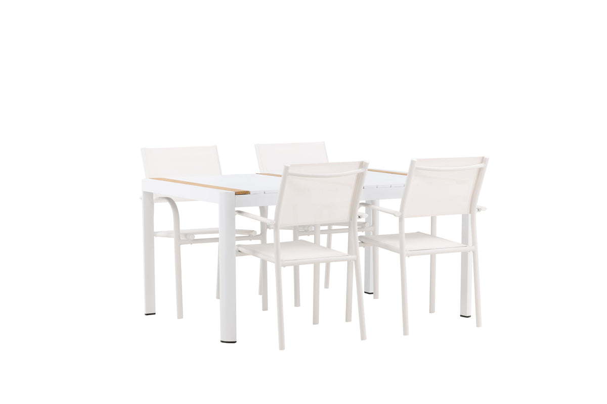 Rectangular Dining Table 90 x 150 White + Dining Chair 2-pack White