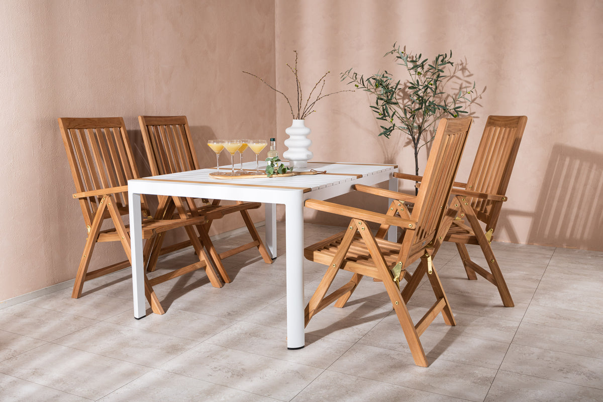 Rectangular Dining Table 90 x 150 White + Position Chair Nature