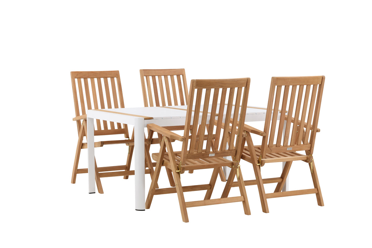 Rectangular Dining Table 90 x 150 White + Position Chair Nature