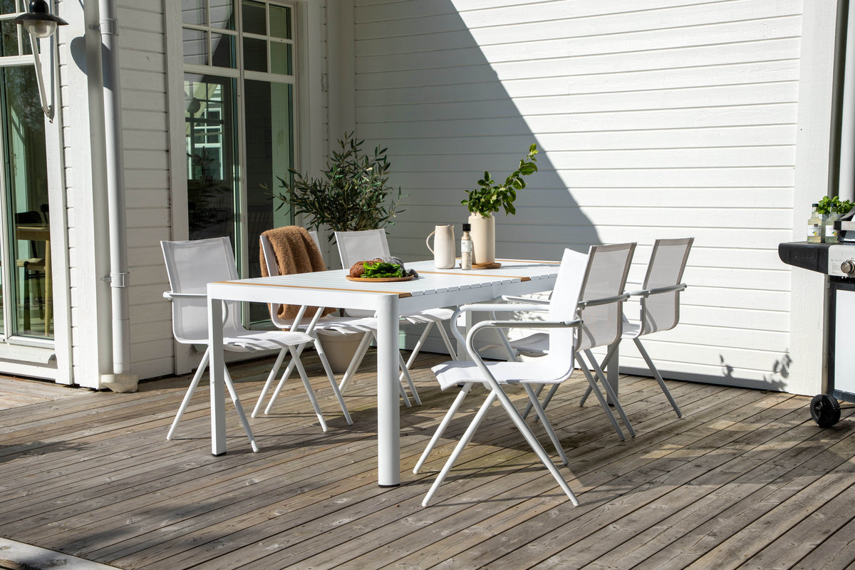 Dining Chair 6-pack White + Rectangular Dining Table 100 x 200 White