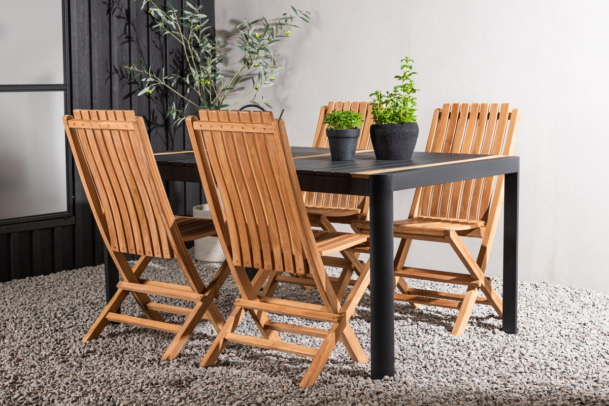 Dining Chair Gold + Rectangular Dining Table 90 x 150 Black
