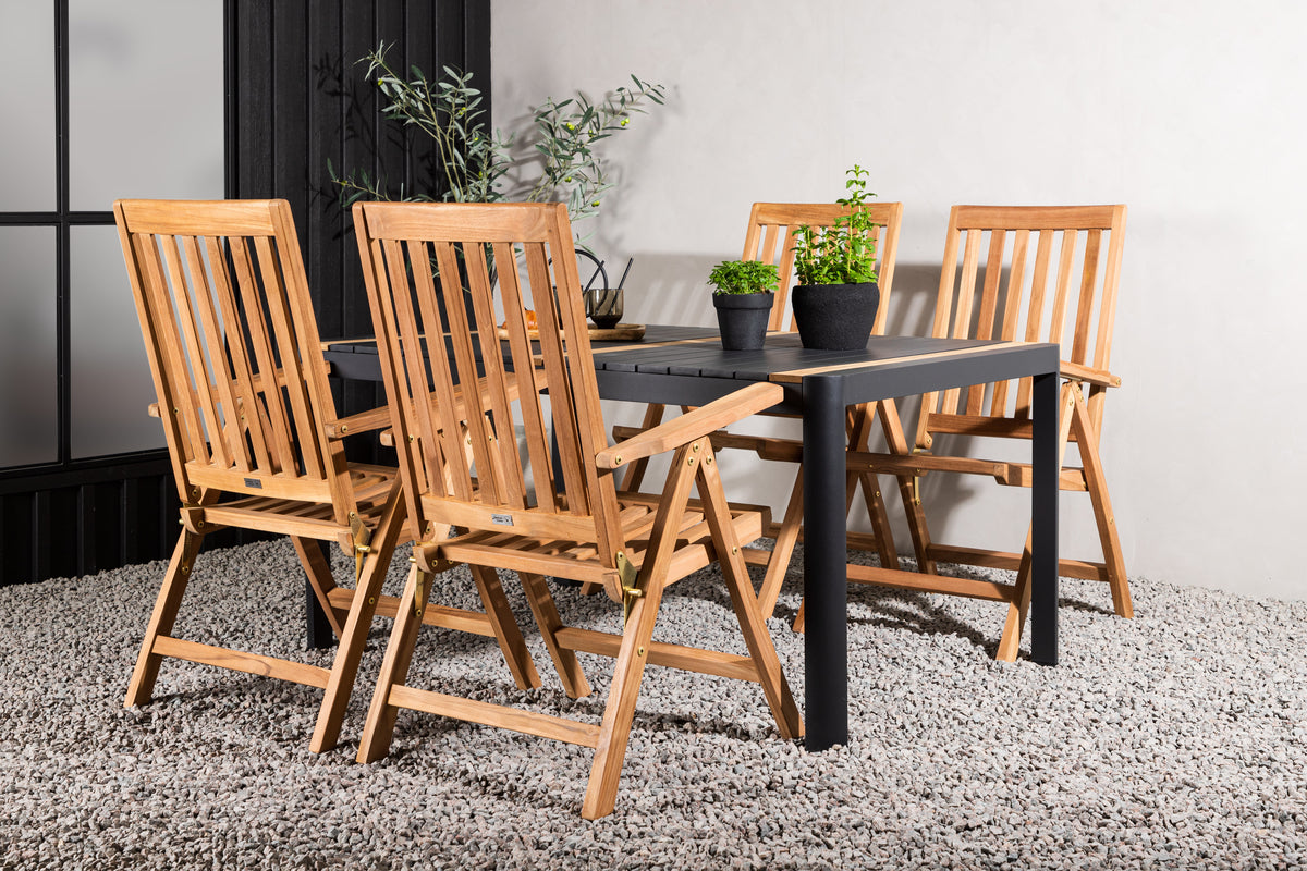 Rectangular Dining Table 90 x 150 Black + Position Chair Nature