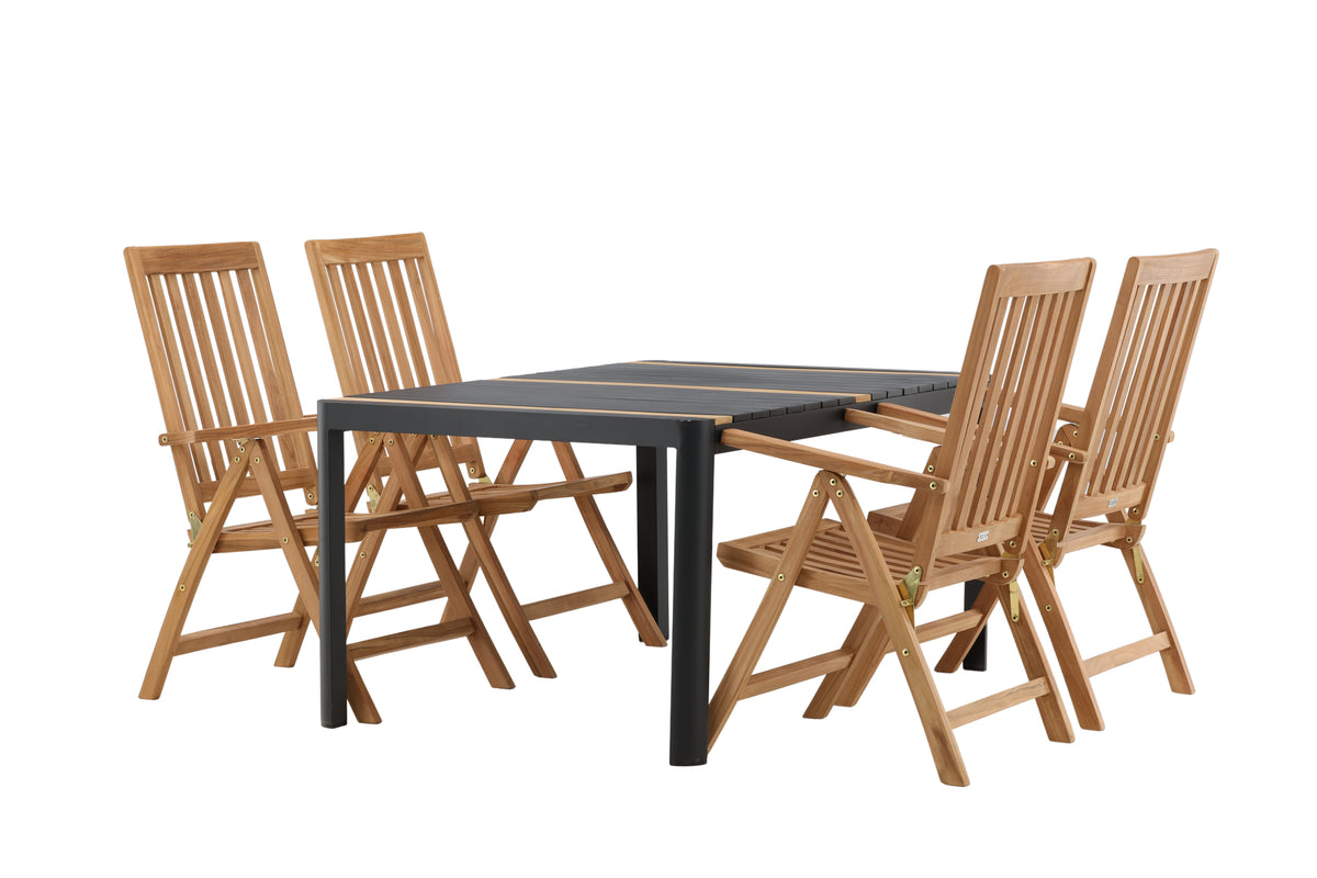 Rectangular Dining Table 90 x 150 Black + Position Chair Nature