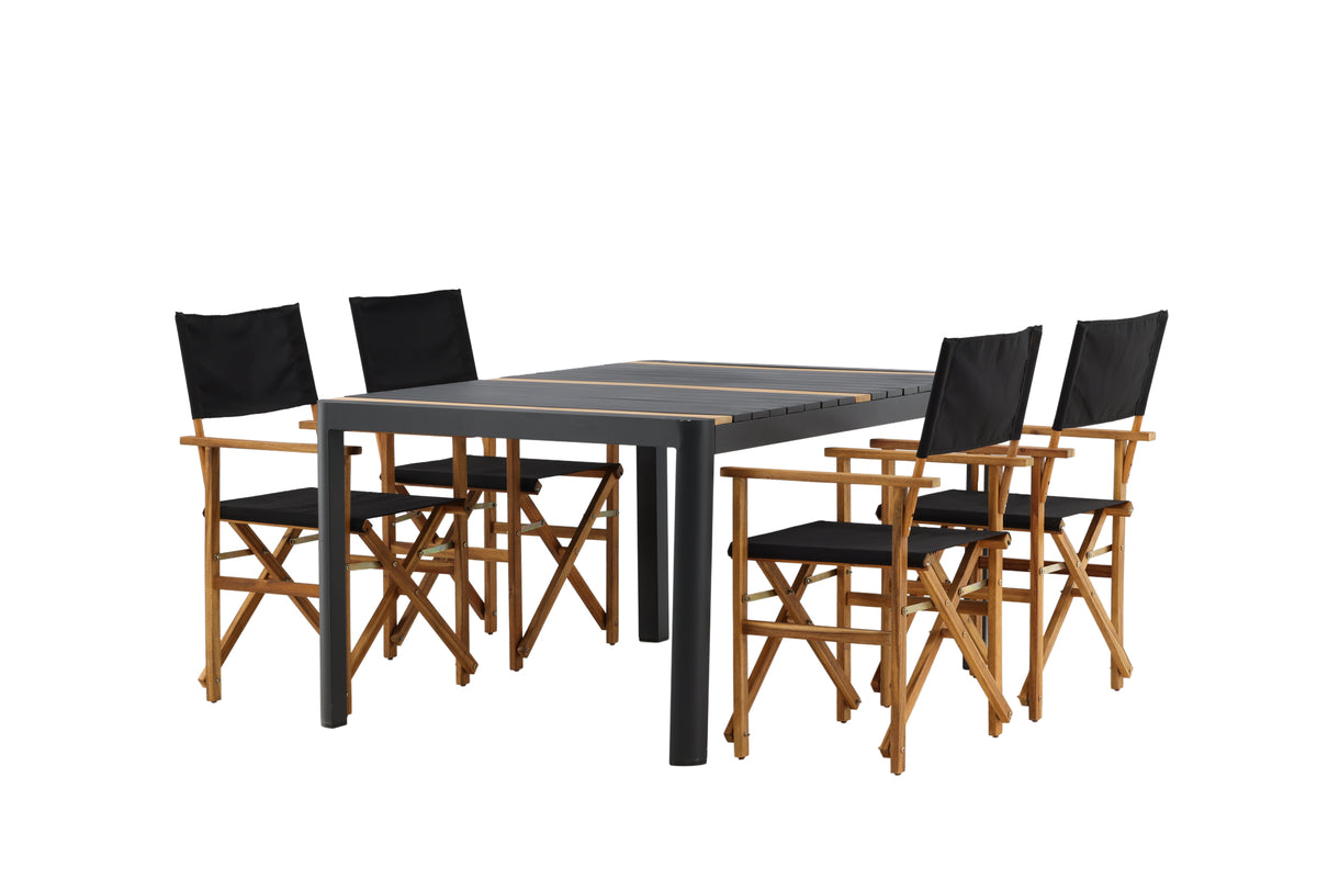Dining Chair 2-pack Nature + Rectangular Dining Table 90 x 150 Black