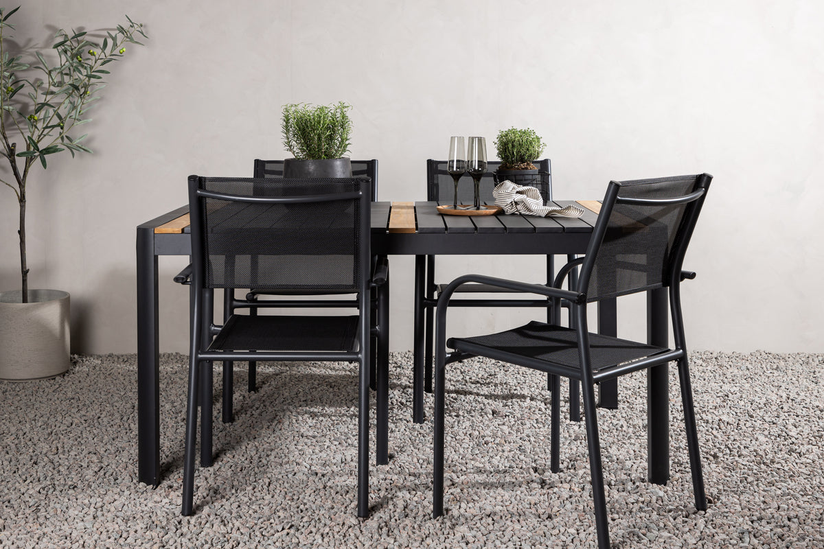 Rectangular Dining Table 90 x 150 Black + Dining Chair 2-pack Black