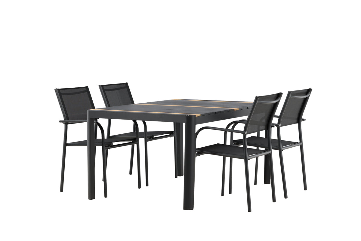 Rectangular Dining Table 90 x 150 Black + Dining Chair 2-pack Black