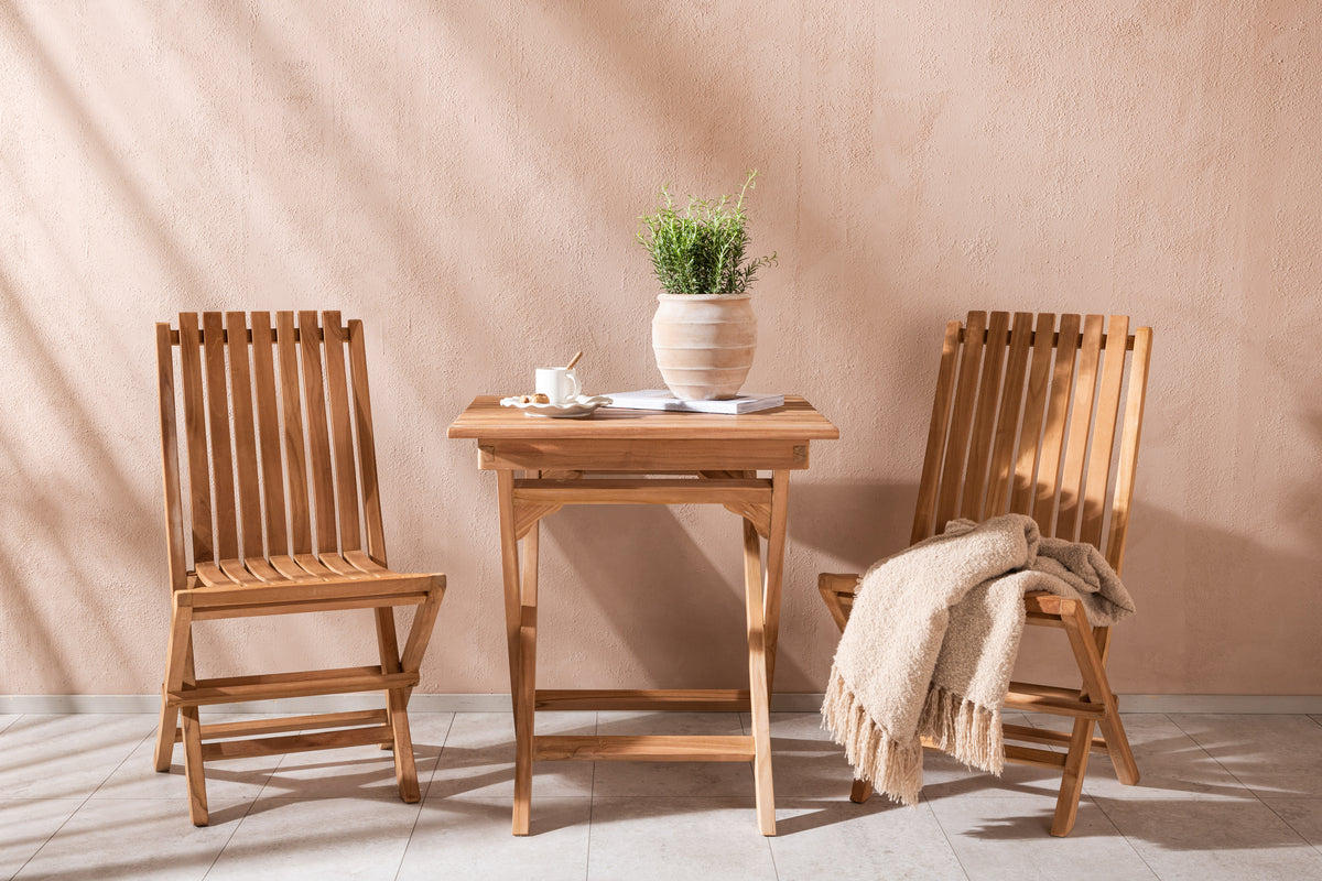 Dining Chair Gold + Cafe Table 70 x 70 Nature
