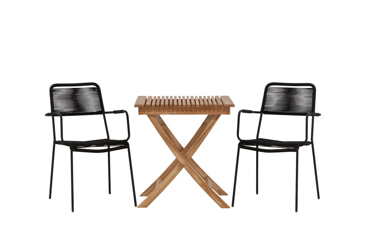 Cafe Table 70 x 70 Nature + Dining Chair 2-pack Black