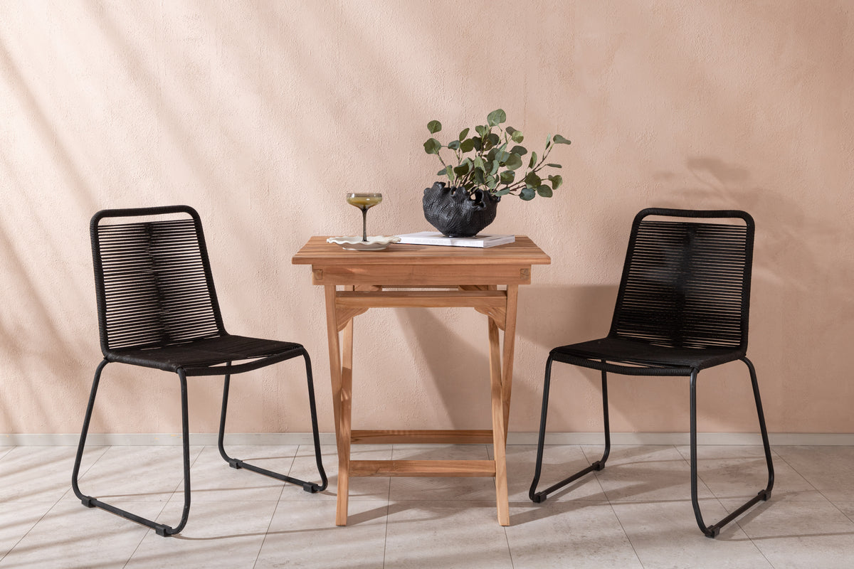 Cafe Table 70 x 70 Nature + Dining Chair 2-pack Black